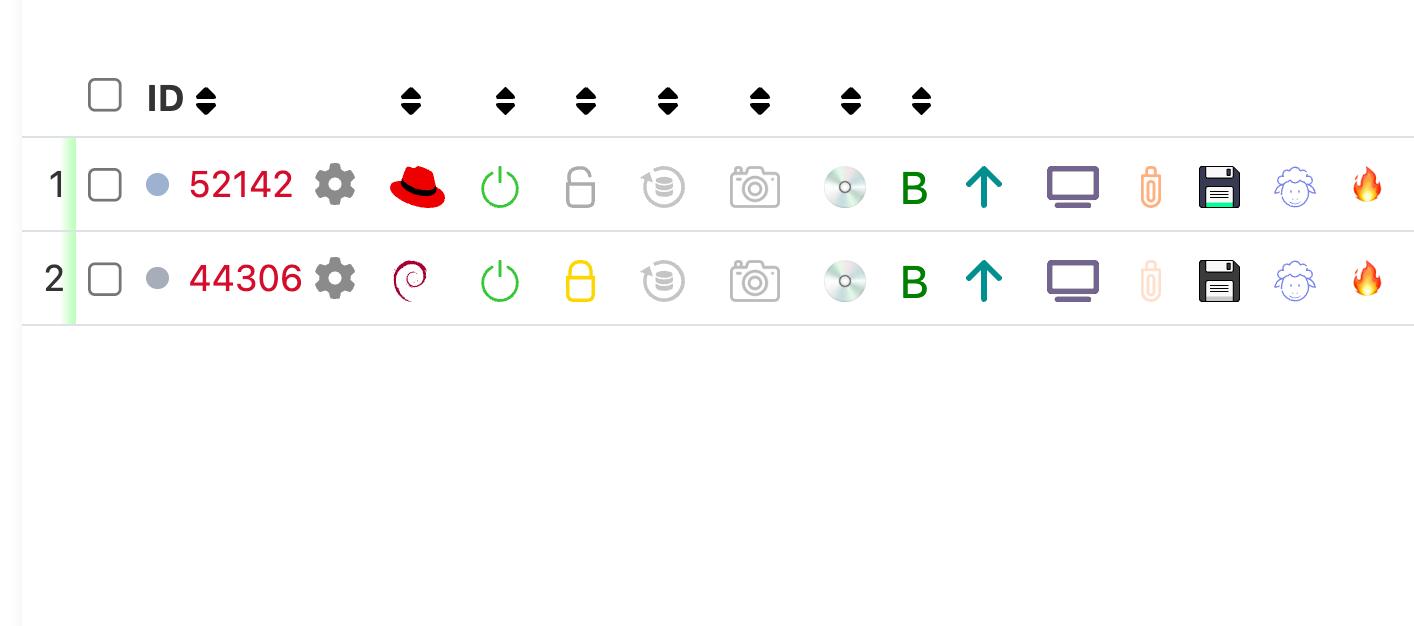 VM Table Icons